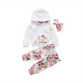 Girls' Set Baby Printed Hoodie Set Hair Band