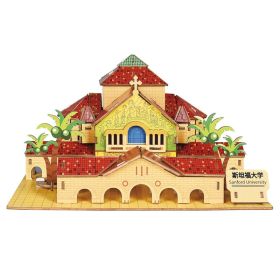 Wooden 3D Jigsaw Puzzle Famous University Building Block Toys