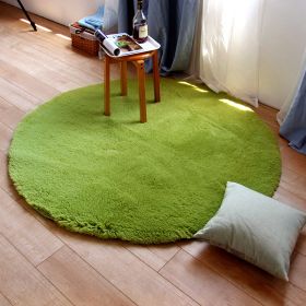 Japanese simple family living room; tea table; bedroom; bedside plush floor mat; foot pad; children's basket; swivel chair; round carpet (colour: Matcha green, size: 40cm diameter round)