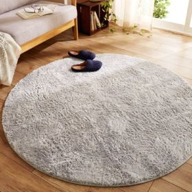 Japanese simple family living room; tea table; bedroom; bedside plush floor mat; foot pad; children's basket; swivel chair; round carpet (colour: Water ash, size: Diameter 150cm round)