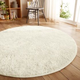 Japanese simple family living room; tea table; bedroom; bedside plush floor mat; foot pad; children's basket; swivel chair; round carpet (colour: Milky white, size: customized)