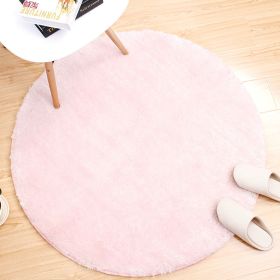 Japanese simple family living room; tea table; bedroom; bedside plush floor mat; foot pad; children's basket; swivel chair; round carpet (colour: Cherry blossom powder, size: 120cm diameter round)