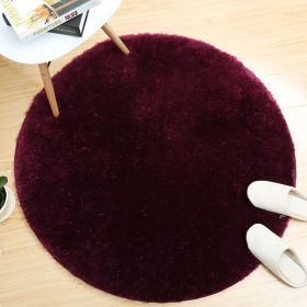 Japanese simple family living room; tea table; bedroom; bedside plush floor mat; foot pad; children's basket; swivel chair; round carpet (colour: claret, size: Diameter 150cm round)