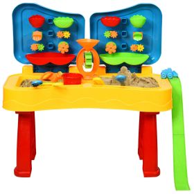 Kids Activity Table Set Multi Activity Table Set with Storage Area With 300PCS Building Blocks (Color: Yellow & Red, Age: 3 Old Year and Up)