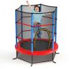 55 Inch Kids Recreational Trampoline Bouncing Jumping Mat with Enclosure Net