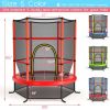 55 Inch Kids Recreational Trampoline Bouncing Jumping Mat with Enclosure Net