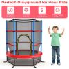 55 Inch Kids Recreational Trampoline Bouncing Jumping Mat with Enclosure Net