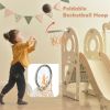 Kids Slide with Bus Play Structure; Freestanding Bus Toy with Slide for Toddlers; Bus Slide Set with Basketball Hoop