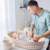 Baby Changing Basket; Handmade Woven Cotton Rope Moses Basket; Changing Table Topper with Mattress Pad(White&Brown)